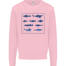 Fish Species Fishing Fisherman Shark Kids Sweatshirt Jumper Light Pink