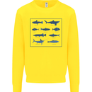 Fish Species Fishing Fisherman Shark Kids Sweatshirt Jumper Yellow