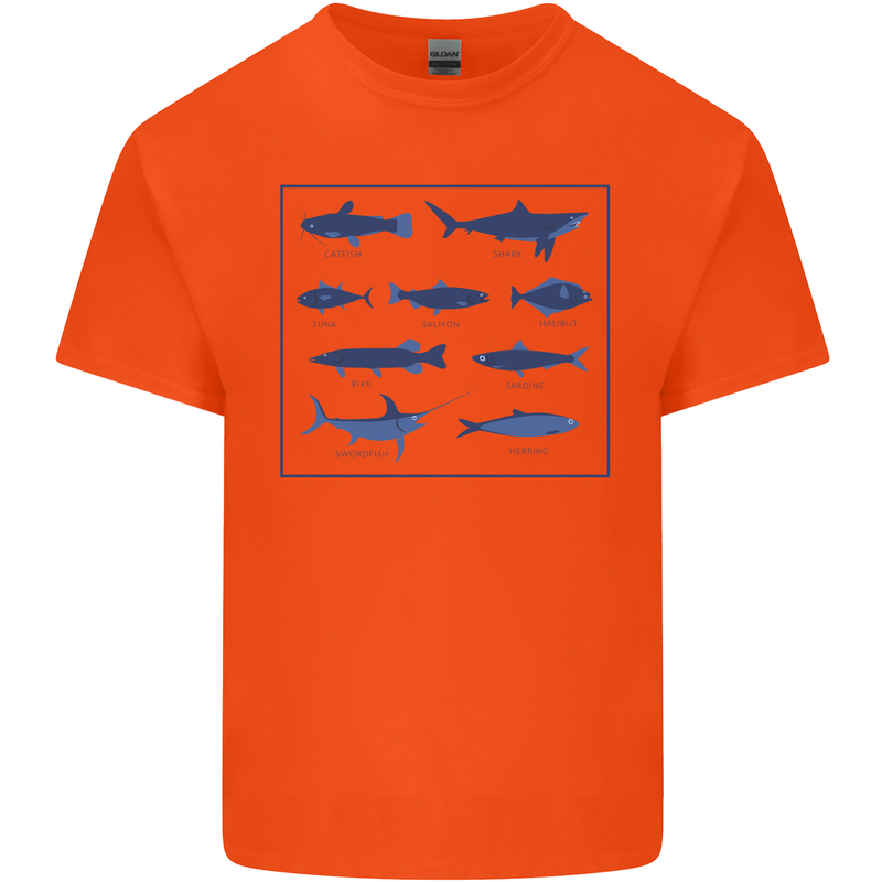 Fish Species Fishing Fisherman Shark Kids T-Shirt Childrens Orange