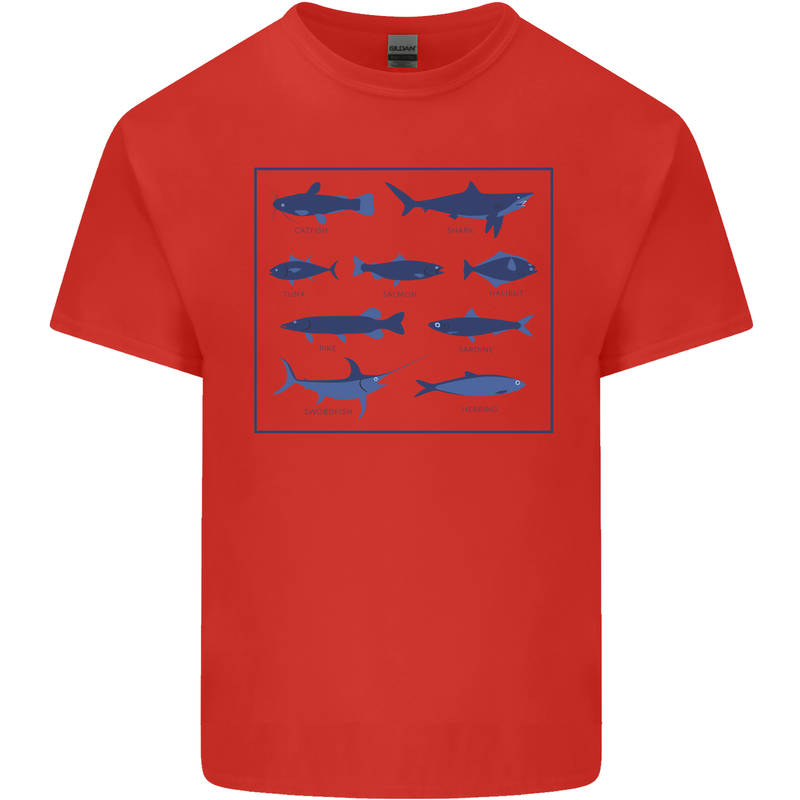 Fish Species Fishing Fisherman Shark Kids T-Shirt Childrens Red