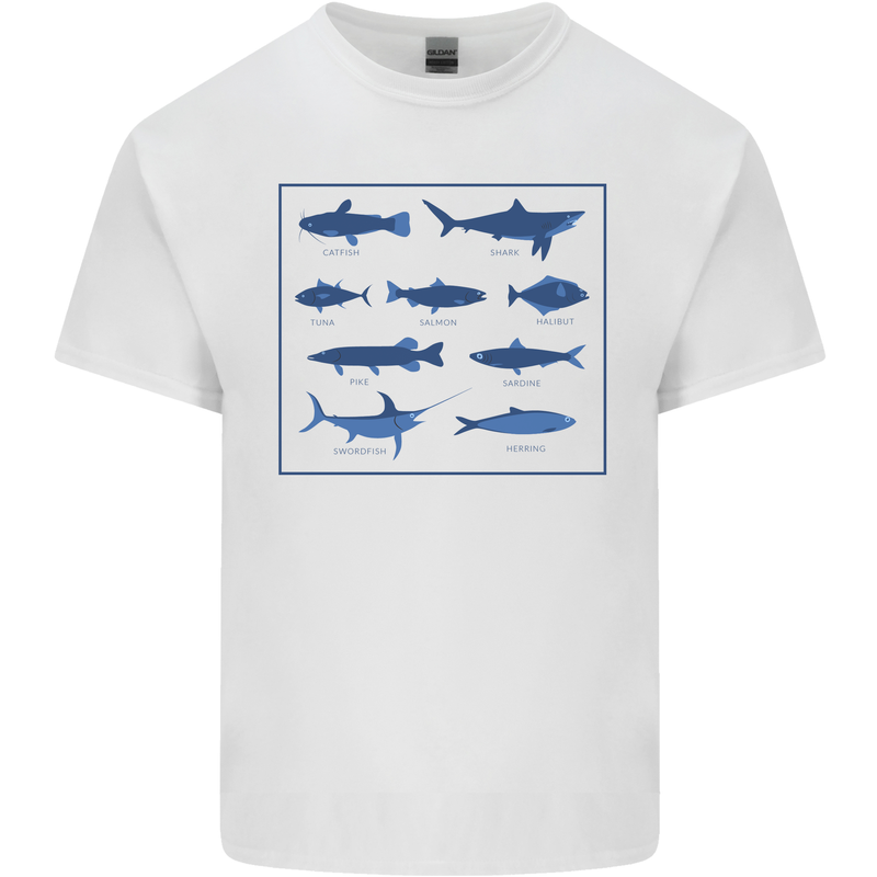 Fish Species Fishing Fisherman Shark Kids T-Shirt Childrens White