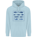 Fish Species Fishing Fisherman Shark Mens 80% Cotton Hoodie Light Blue