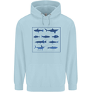 Fish Species Fishing Fisherman Shark Mens 80% Cotton Hoodie Light Blue