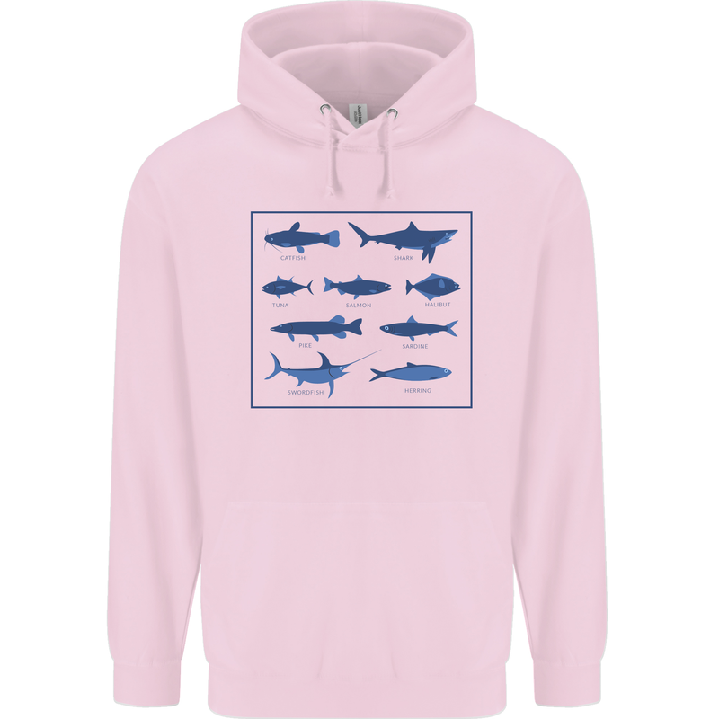 Fish Species Fishing Fisherman Shark Mens 80% Cotton Hoodie Light Pink