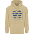 Fish Species Fishing Fisherman Shark Mens 80% Cotton Hoodie Sand