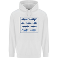 Fish Species Fishing Fisherman Shark Mens 80% Cotton Hoodie White