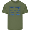 Fish Species Fishing Fisherman Shark Mens Cotton T-Shirt Tee Top Military Green