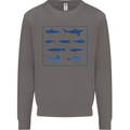 Fish Species Fishing Fisherman Shark Mens Sweatshirt Jumper Charcoal