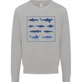 Fish Species Fishing Fisherman Shark Mens Sweatshirt Jumper Sports Grey