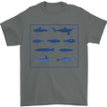 Fish Species Fishing Fisherman Shark Mens T-Shirt 100% Cotton Charcoal