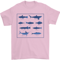 Fish Species Fishing Fisherman Shark Mens T-Shirt 100% Cotton Light Pink