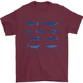 Fish Species Fishing Fisherman Shark Mens T-Shirt 100% Cotton Maroon