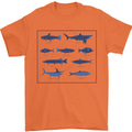 Fish Species Fishing Fisherman Shark Mens T-Shirt 100% Cotton Orange