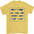 Fish Species Fishing Fisherman Shark Mens T-Shirt 100% Cotton Yellow