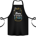 Fishing Beer Here Fishy Fisherman Funny Cotton Apron 100% Organic Black