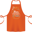 Fishing Beer Here Fishy Fisherman Funny Cotton Apron 100% Organic Orange