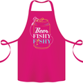 Fishing Beer Here Fishy Fisherman Funny Cotton Apron 100% Organic Pink