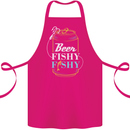 Fishing Beer Here Fishy Fisherman Funny Cotton Apron 100% Organic Pink