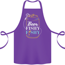 Fishing Beer Here Fishy Fisherman Funny Cotton Apron 100% Organic Purple