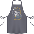 Fishing Beer Here Fishy Fisherman Funny Cotton Apron 100% Organic Steel