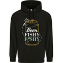 Fishing Beer Here Fishy Fisherman Funny Mens 80% Cotton Hoodie Black