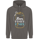 Fishing Beer Here Fishy Fisherman Funny Mens 80% Cotton Hoodie Charcoal