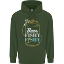 Fishing Beer Here Fishy Fisherman Funny Mens 80% Cotton Hoodie Forest Green