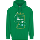 Fishing Beer Here Fishy Fisherman Funny Mens 80% Cotton Hoodie Irish Green