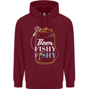 Fishing Beer Here Fishy Fisherman Funny Mens 80% Cotton Hoodie Maroon