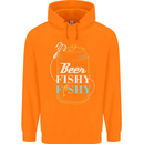 Fishing Beer Here Fishy Fisherman Funny Mens 80% Cotton Hoodie Orange