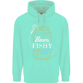 Fishing Beer Here Fishy Fisherman Funny Mens 80% Cotton Hoodie Peppermint
