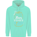 Fishing Beer Here Fishy Fisherman Funny Mens 80% Cotton Hoodie Peppermint
