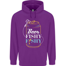 Fishing Beer Here Fishy Fisherman Funny Mens 80% Cotton Hoodie Purple