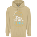 Fishing Beer Here Fishy Fisherman Funny Mens 80% Cotton Hoodie Sand