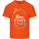 Fishing Beer Here Fishy Fisherman Funny Mens Cotton T-Shirt Tee Top Orange