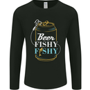 Fishing Beer Here Fishy Fisherman Funny Mens Long Sleeve T-Shirt Black
