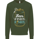 Fishing Beer Here Fishy Fisherman Funny Mens Sweatshirt Jumper Forest Green