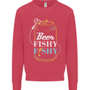 Fishing Beer Here Fishy Fisherman Funny Mens Sweatshirt Jumper Heliconia