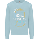 Fishing Beer Here Fishy Fisherman Funny Mens Sweatshirt Jumper Light Blue