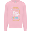Fishing Beer Here Fishy Fisherman Funny Mens Sweatshirt Jumper Light Pink