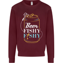 Fishing Beer Here Fishy Fisherman Funny Mens Sweatshirt Jumper Maroon