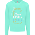 Fishing Beer Here Fishy Fisherman Funny Mens Sweatshirt Jumper Peppermint
