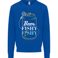 Fishing Beer Here Fishy Fisherman Funny Mens Sweatshirt Jumper Royal Blue