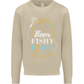 Fishing Beer Here Fishy Fisherman Funny Mens Sweatshirt Jumper Sand