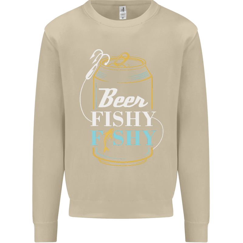 Fishing Beer Here Fishy Fisherman Funny Mens Sweatshirt Jumper Sand