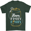 Fishing Beer Here Fishy Fisherman Funny Mens T-Shirt Cotton Gildan Forest Green