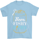 Fishing Beer Here Fishy Fisherman Funny Mens T-Shirt Cotton Gildan Light Blue