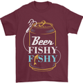 Fishing Beer Here Fishy Fisherman Funny Mens T-Shirt Cotton Gildan Maroon