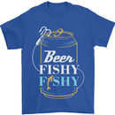 Fishing Beer Here Fishy Fisherman Funny Mens T-Shirt Cotton Gildan Royal Blue