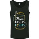 Fishing Beer Here Fishy Fisherman Funny Mens Vest Tank Top Black